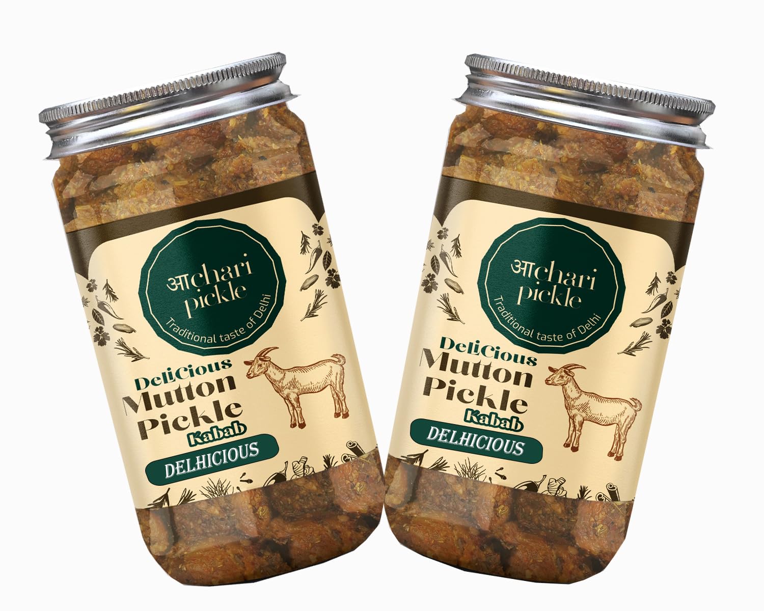 Delhicious Mutton Kabab Pickle Combo (400 GM+400 GM)) Non Veg Pickle,Non Veg Achar(Chicken Pickle/Mutton Pickle