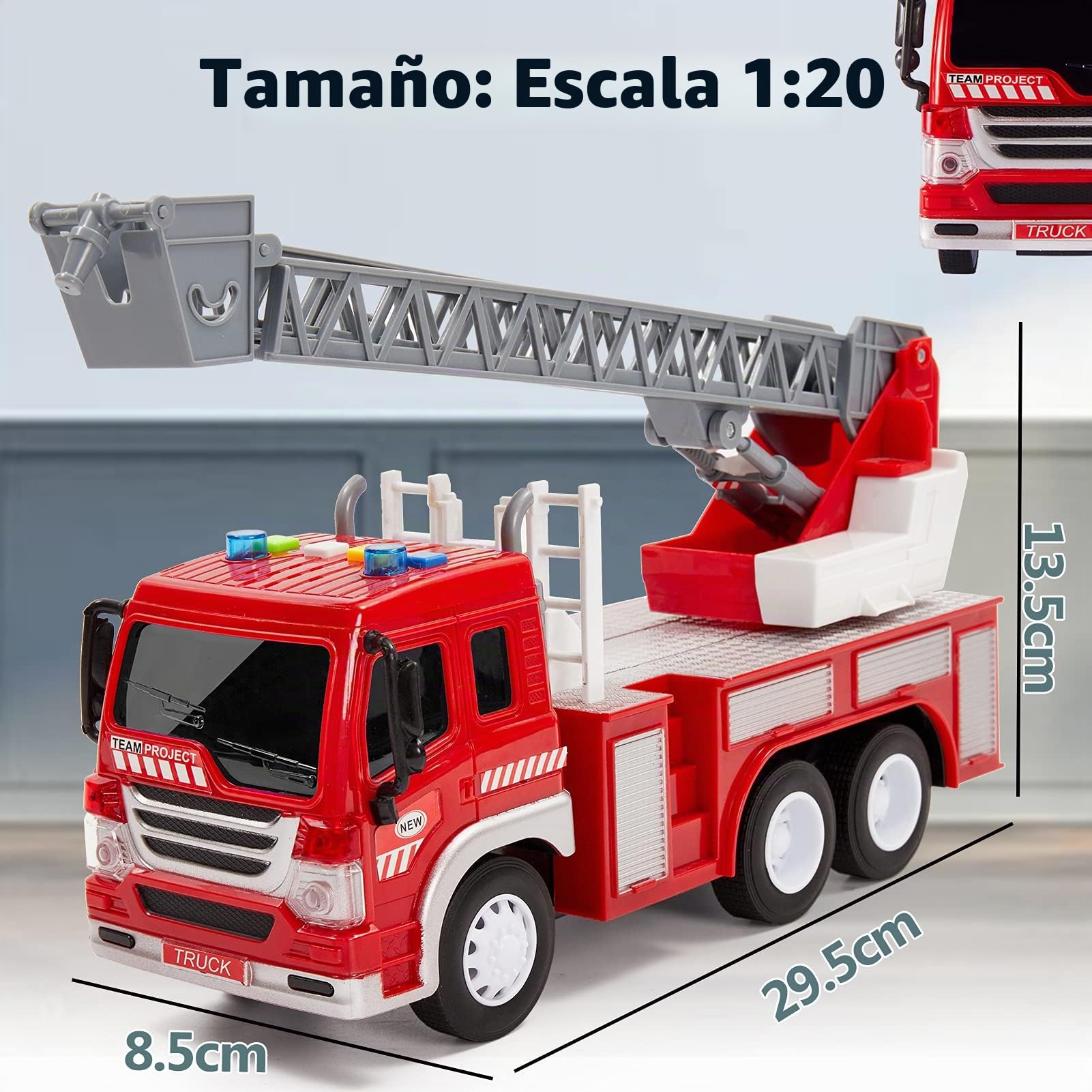 HERSITY Coche Bomberos Juguete Grande, Camión Bomberos con Luces y Sonidos, Rescate Bombero Vehículos de Servicio, Camion Gigante Juguete Regalos para Niños Niñas 3 4 5 Años