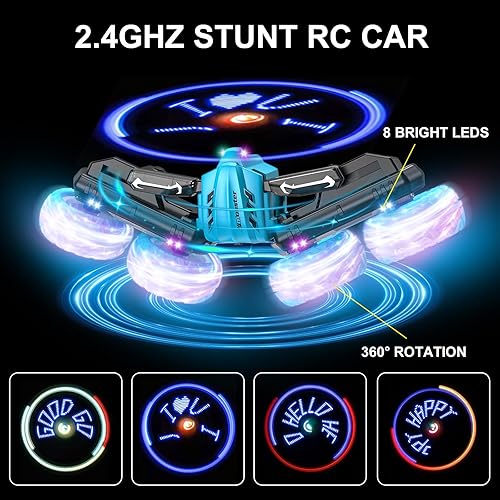 Miniatura 2 de Ming You Coche de control remoto  Autos RC con luz multicolor, doble cara 360 voltea el auto de carreras RC giratorio, 4WD todoterreno juguete para