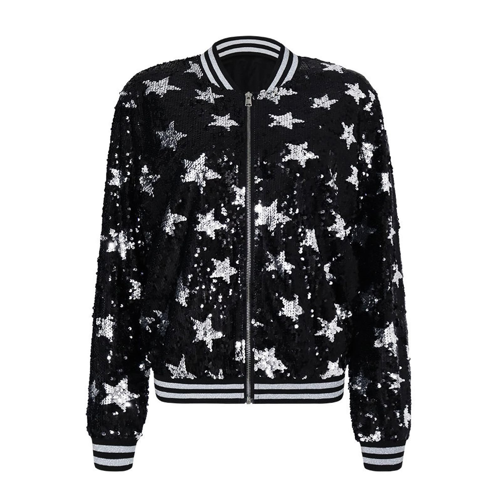 Robe à paillettes pour femme - Blouson bomber à manches longues - Veste de fête d'affaires décontractée - Cardigan court brillant - Blazer à paillettes brillant - Rave Party Outwear - Veste