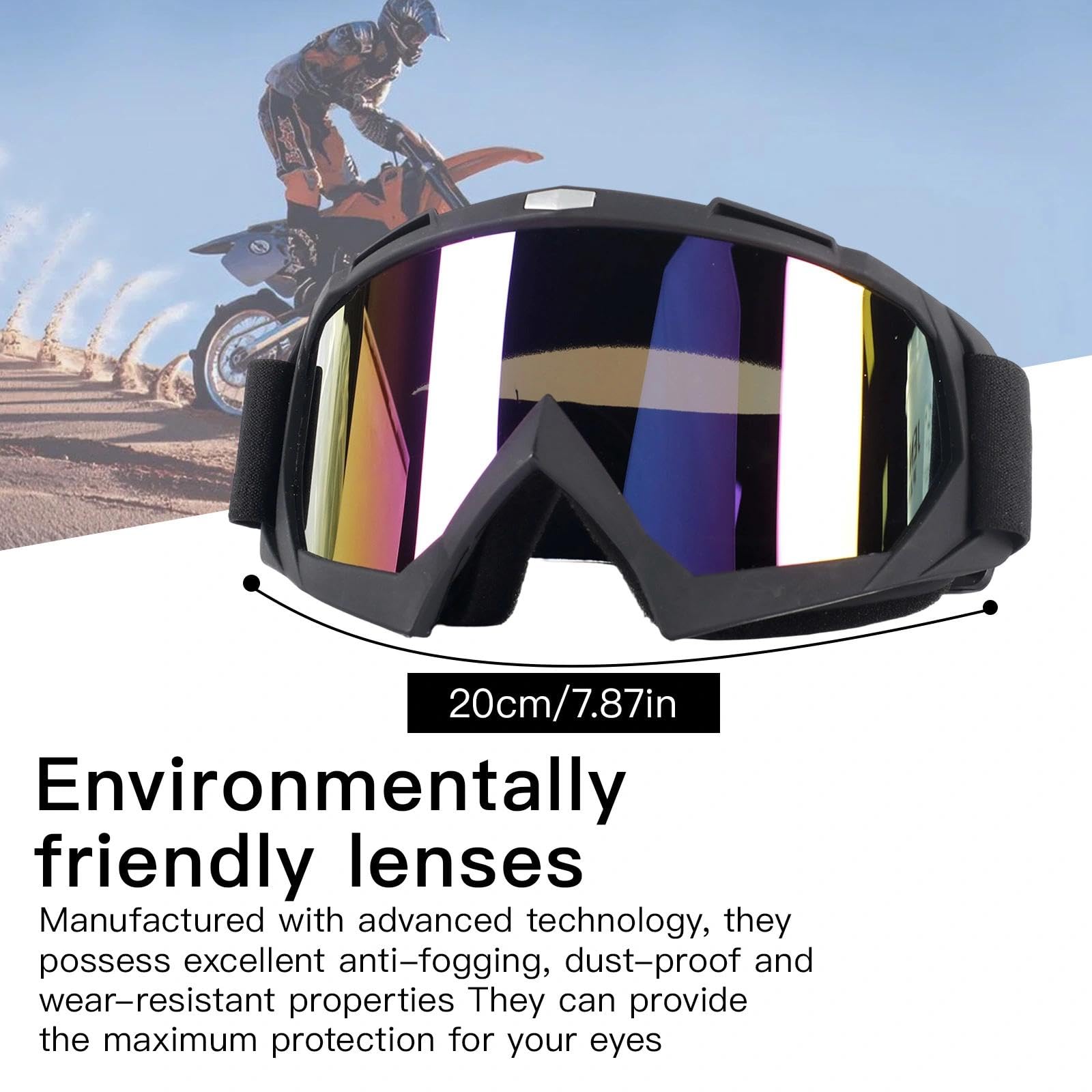 Maschera Motocross Occhiali da Sci Occhiali da Moto Antipolvere Maschere Snowboard Ski Goggles Mascherina Motocross per ATV, Casco Compatibile