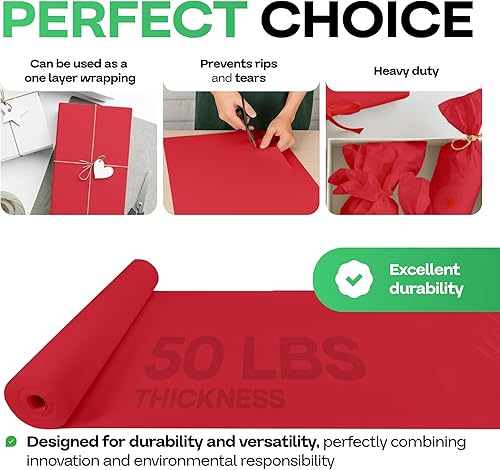 Vista 71 de Rollo de papel kraft marrón de 24 x 1800 pulgadas (150 pies) con cortador, papel de calidad fabricado en Estados Unidos, 50 libras de grosor