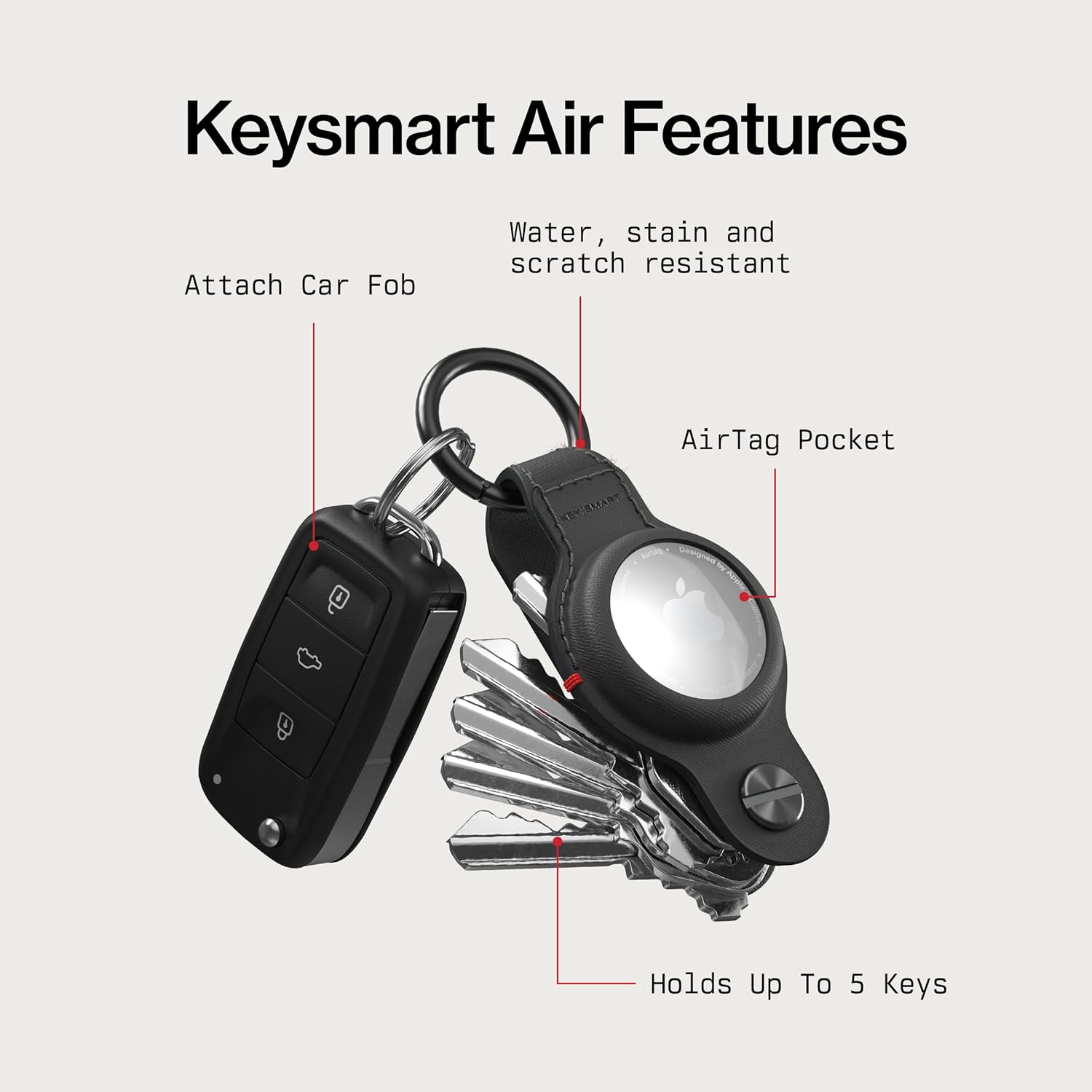 KeySmart Air - Premium Keychain Key Holder Compatible with Apple AirTag, 5 Key Organizer Keychain, Air Tags Not Included - Image 7