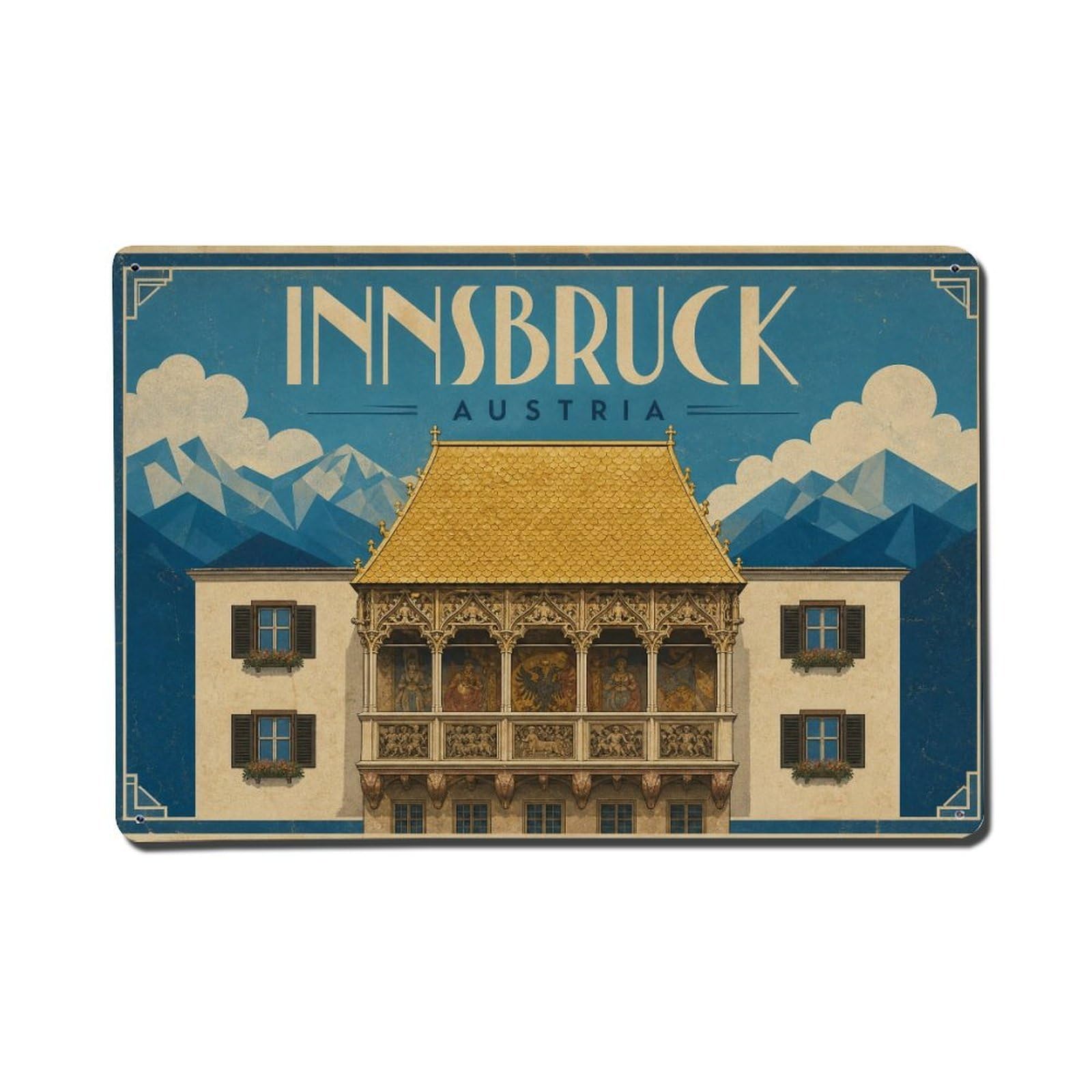 Travel Vintage Austria Innsbruck Metal Tin Sign