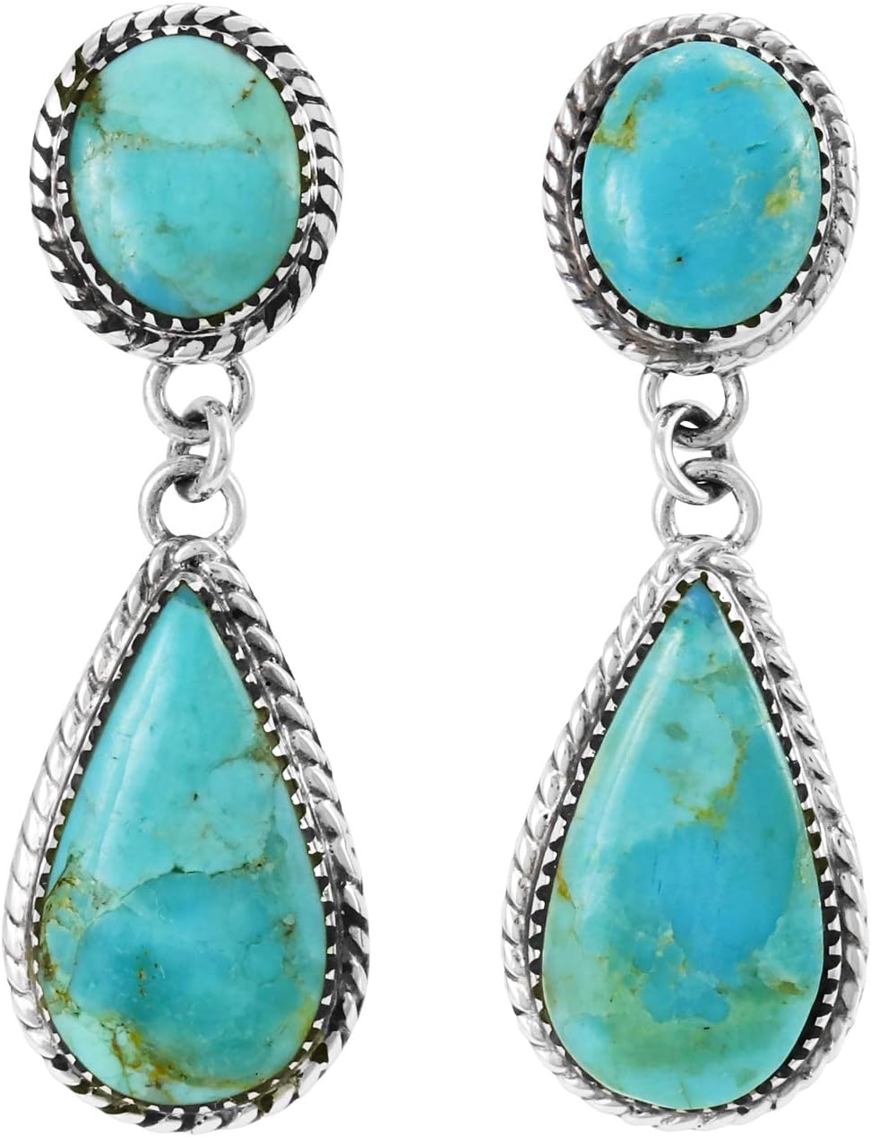 Turquoise Earrings Sterling Silver 925 Genuine Gemstones Jewelry (Select style)