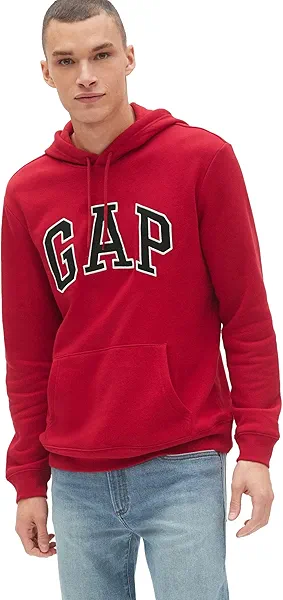 GAP mens Logo Fleece Hoodie Sweatshirt, Crimson Red, Small US