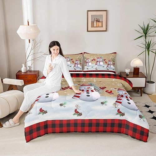 Miniatura 33 de Juego de edredón de Navidad para niños tamaño queen, ropa de cama festiva de dulces navideños, decoración de dormitorio/cabaña de Navidad para Multi