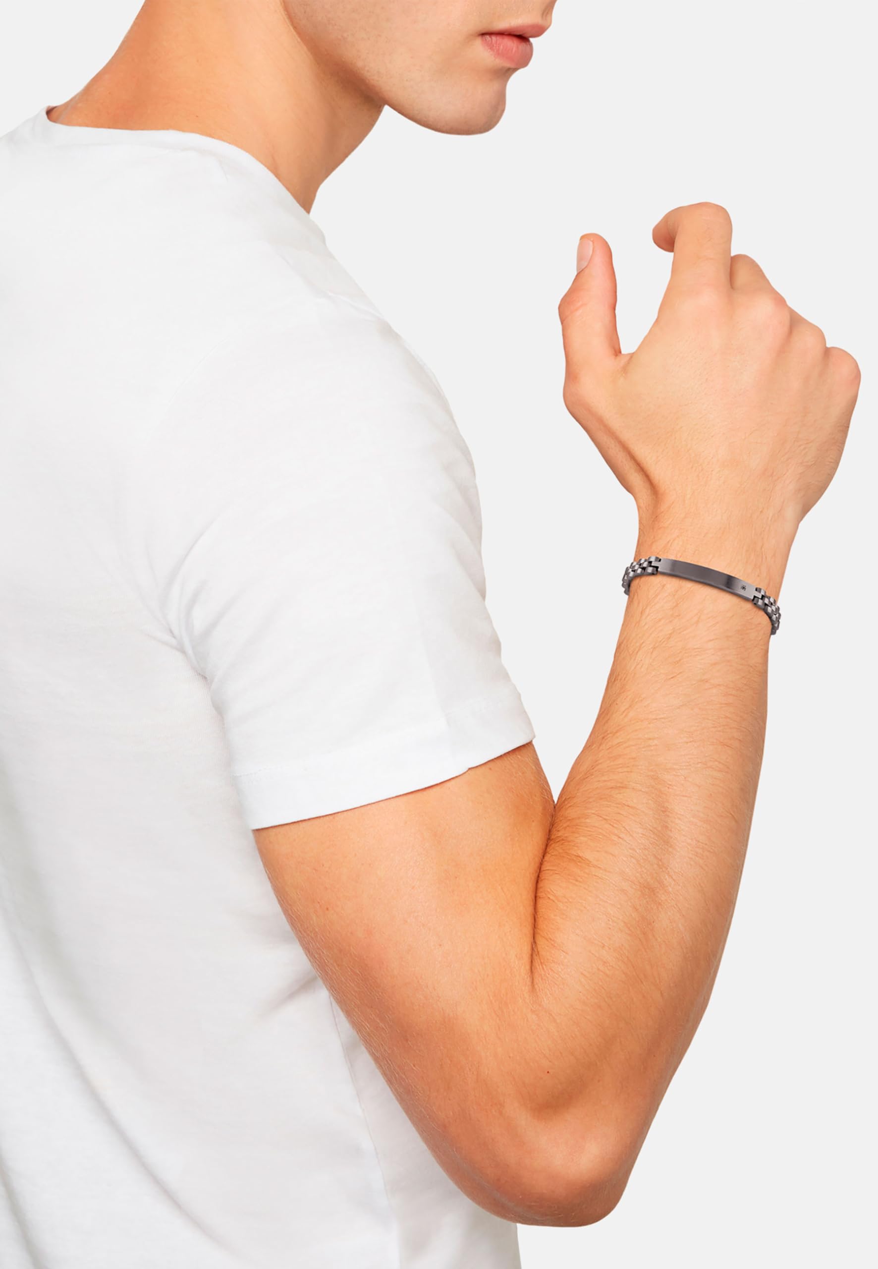 Breil, Collezione Black Diamond, Bracciale Uomo in Acciaio Colorato IP Gun, con Diamante Naturale, Pratica Chiusura a Moschettone, Idee Regalo Uomo, Lunghezza Regolabile 17.5-22 cm, Grigio