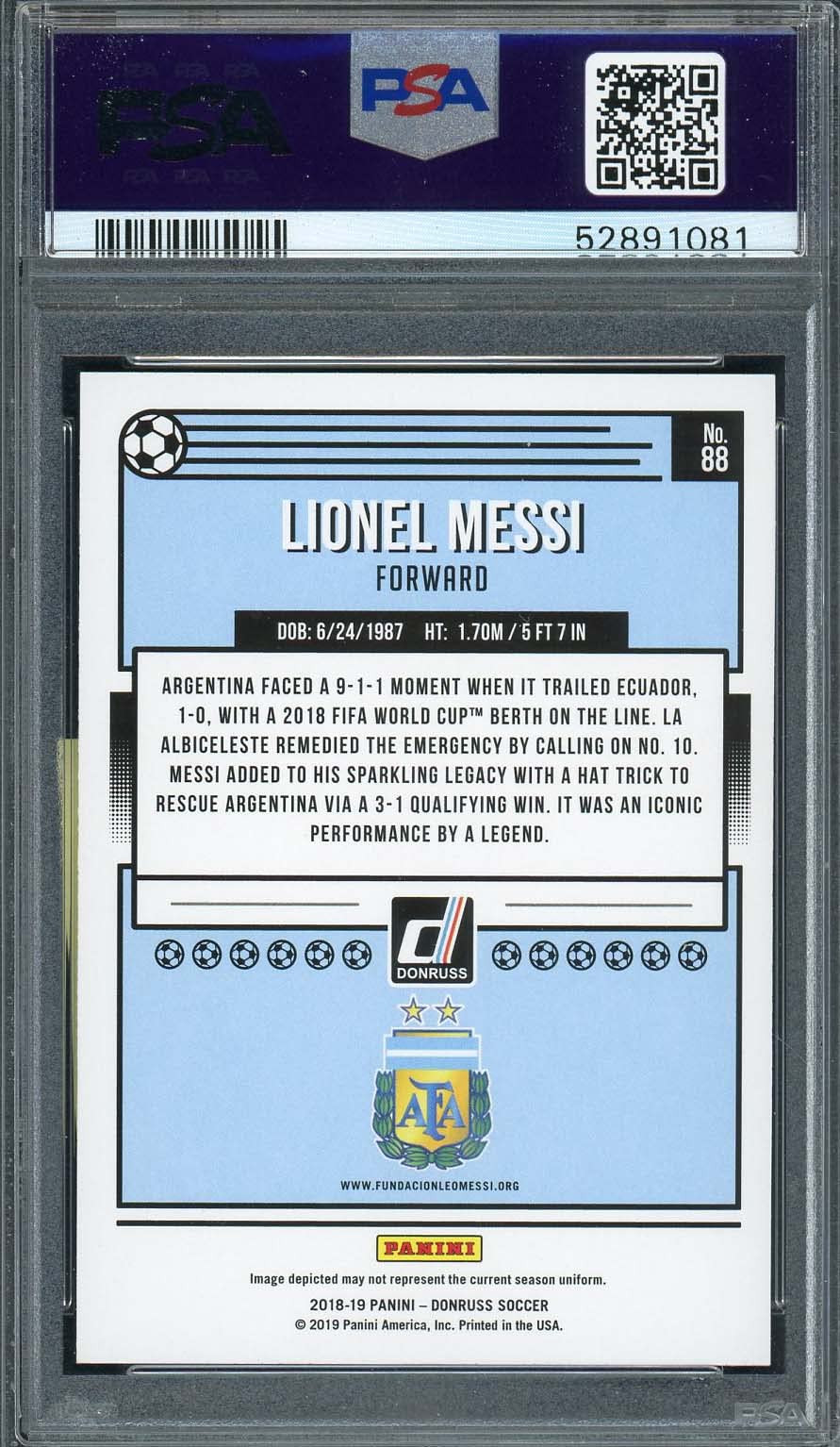 メッシPanini 2020 Preimpreso Auto serie 10 2022 Panini Instant Messi WORLD CUP AUTO #1/10 HOLY GRAIL, w