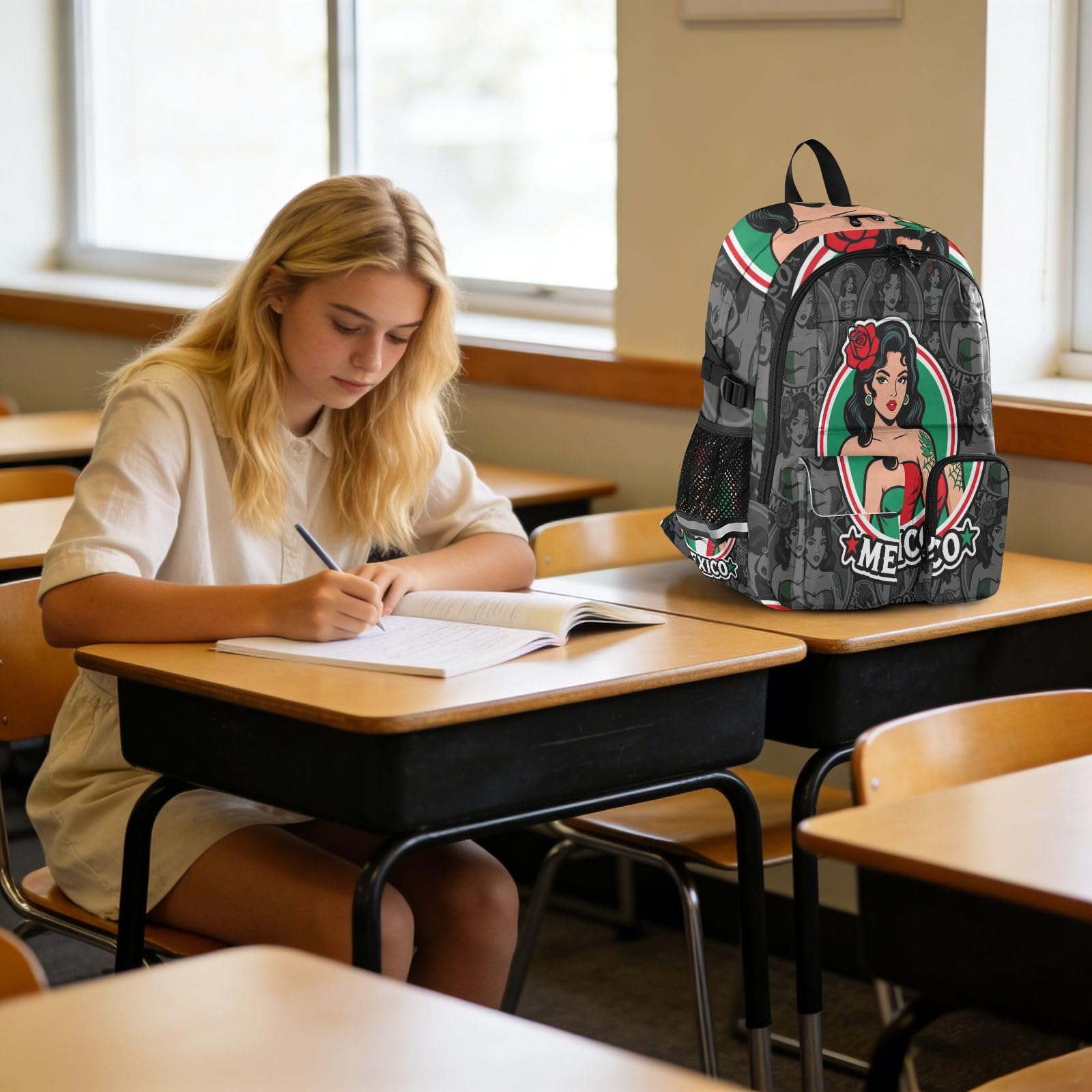 Podróżny plecak na laptopa Meksyk kobieta szkoła uczelnia torba na książki 44.5 cm