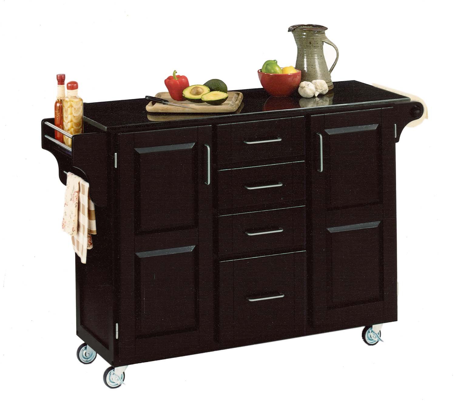 Create-a-Cart Black 2 Door Kitchen Cart with Black Granite Top by Home Styles