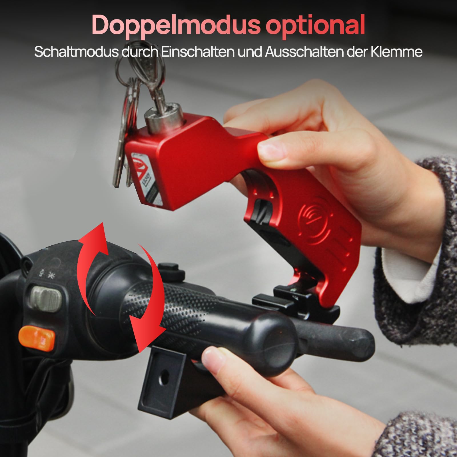 Motorrad Bremsschloss Alarm 130DB, Schwere Aluminium Motorrad Schloss Alarm | IP65 Wasserdichte, Anti Diebstahl Lenker Schloss, Hohe Sicherheit Bremshebelschloss für Moped, Fahrrad, E Scooter, ATV