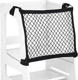 Toddler Standing Tower Safety Net 40x40cm/15.75x15.75in, 4-Sided Dense Mesh Net Guard for Learning Tower Step Stool with Adjustable Straps for Kids Home Kitchen Room Safety Helper Accessories (Black)