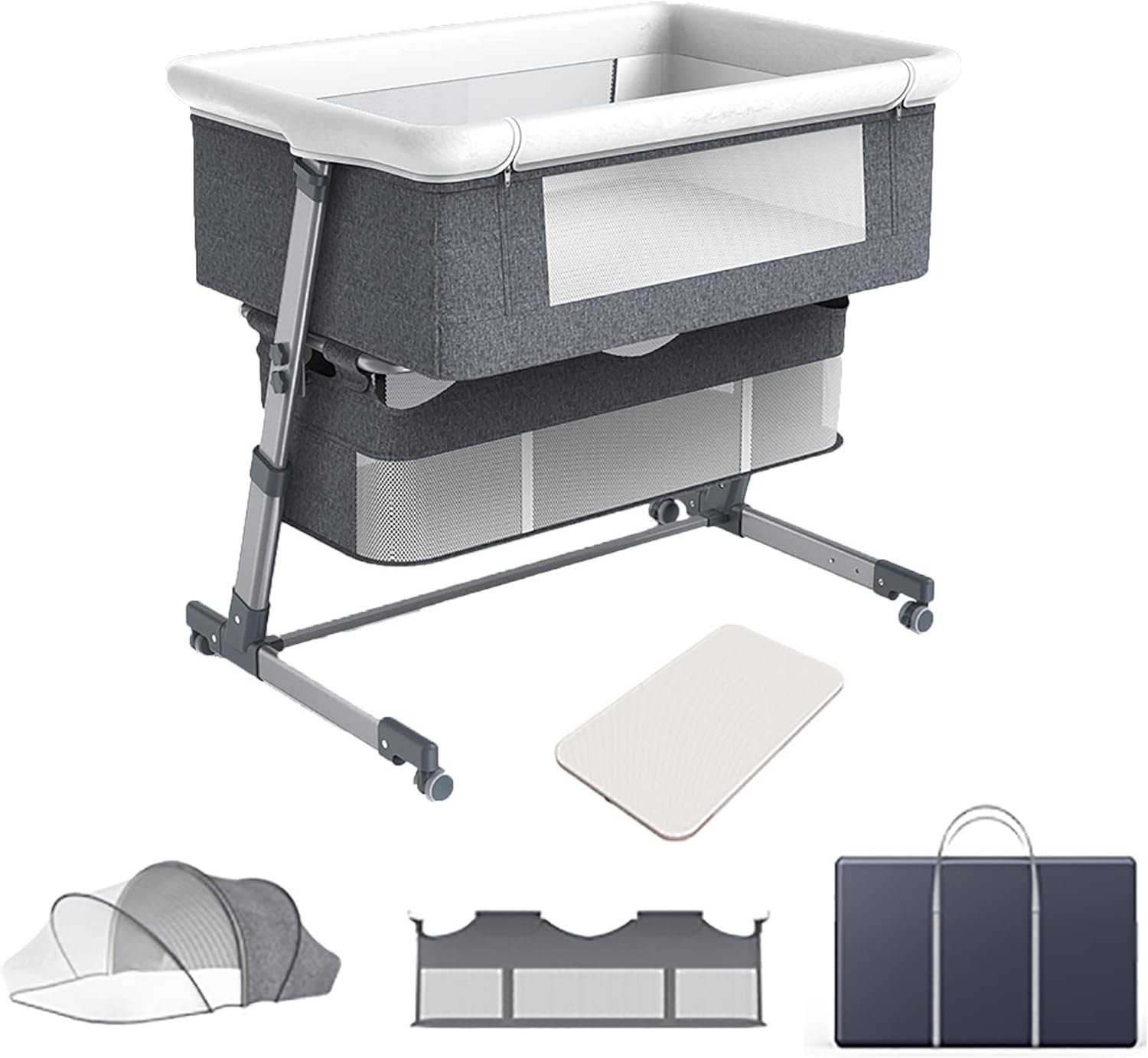 SADRIM 3 In 1 Baby Bed,Bedside Sleeper With Safety Brake