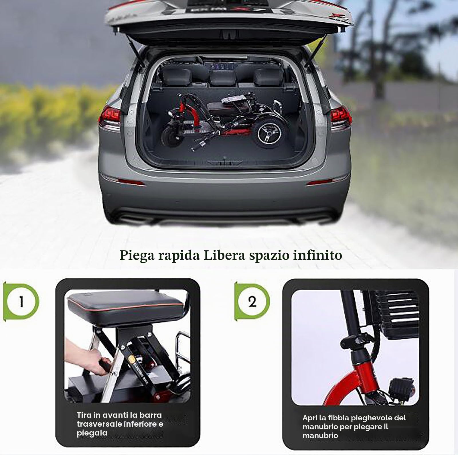 Scooter Leggeri per Anziani Scooter Da Viaggio con Caricabatterie, Pieghevole Scooter Elettrico Per Disabili