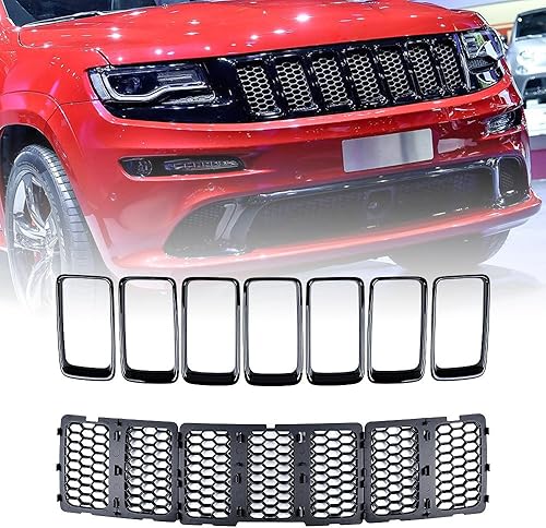 Miniatura 8 de Astra Depot Insertos de rejilla superior delantera compatibles con Jeep Grand Cherokee 2014-2016 (negro, kit de inserción de malla de panal y