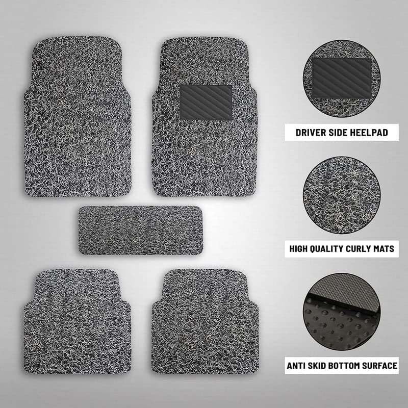 Image of CARNEST Premium Grass PVC Mats, 12mm Thickness, 100% Waterproof and Dustproof Car Floor Foot Mats, Universal Fit in All Cars, Complete Set of 5 Piece Compatible for I10,Grey