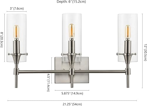 Miniatura 6 de JONATHAN Y JYL7807B Cato 21.25" 3 luces modernas minimalistas de hierro y vidrio LED vanidad granja industrial baño pasillo sala de estar dormitorio