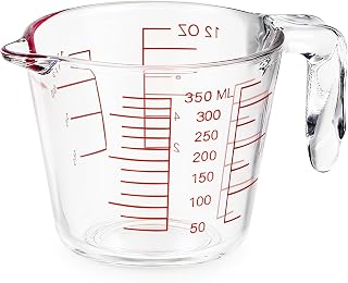 12 oz (350ml) Glass Measuring Cup - Heat-Resistant, Dual Ounce/mL Scales, Easy-Pour Spout, Microwave & Dishwasher Safe for Baking, Cooking, LabsSafe
