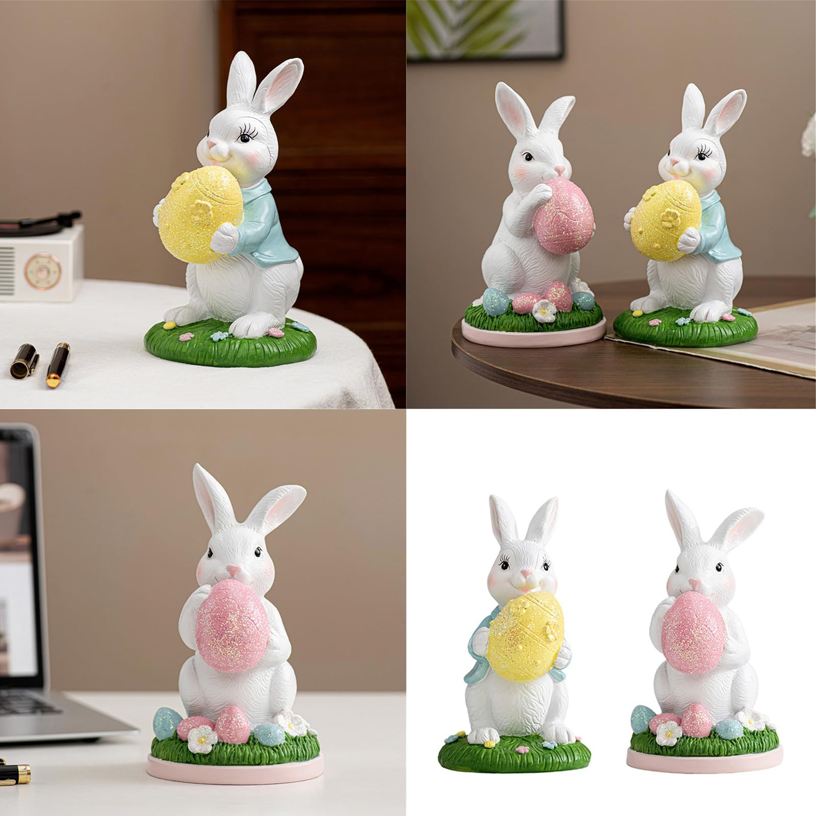 Figurine - VVIKIZY - Lapin De Pâques - Résine Peinte à La Main - Chaise Berçante - Décoration