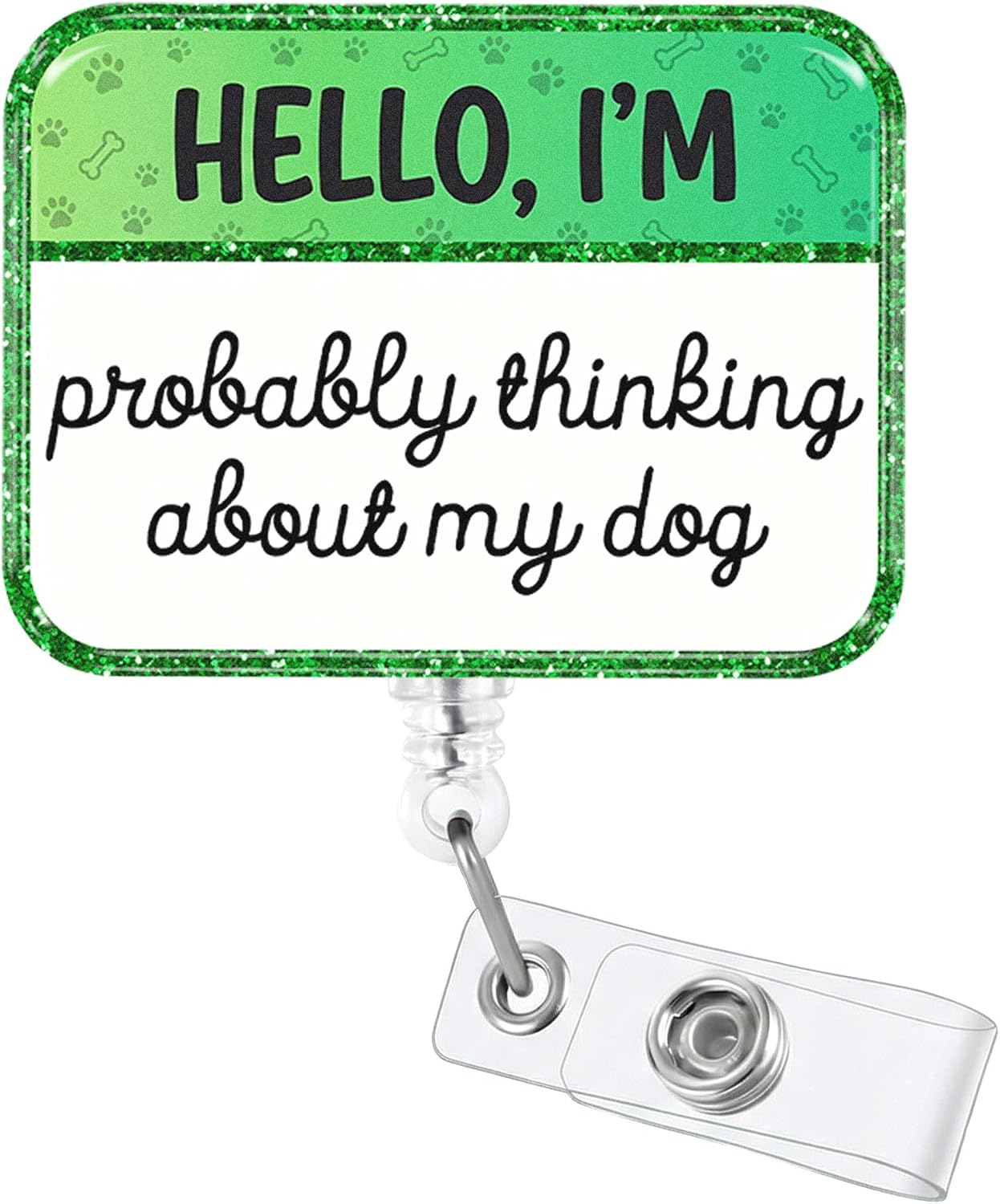 Hello Im Probably Thinking About My Dog Badge Reel Funny Badge Reels Pet RN