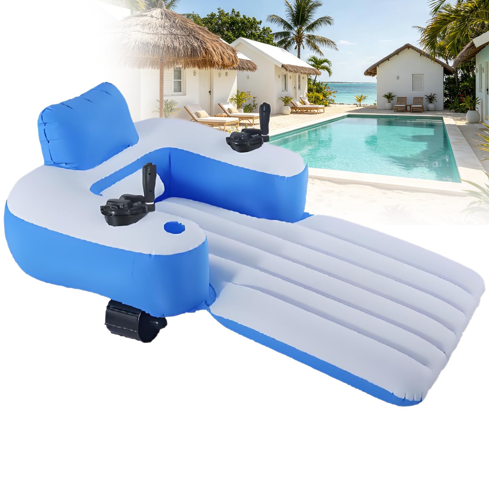 URJWAN Rechargeable Battery Motorized Pool Floats for Adults Summer Cruiser Holder | 66w River Tube Float,360° Rotation,With Joystick Control,Smooth Glide for Lakes & Pools,300 Lbs Capacity B