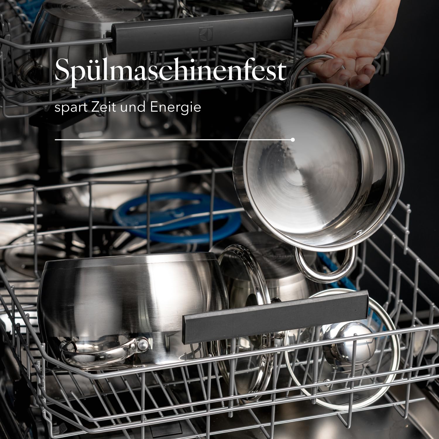FLORINA Kochtopf Set OLIVER | 4-teilig | Edelstahl 18/0 | Glasdeckel gehärtet | Für Induktion, Gas, Elektro, Ceran | Spülmaschinenfest | Hochwertiges Topfset für jede Küche