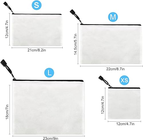 Miniatura 7 de Paquete de 12 bolsas de lona de algodón para manualidades, bolsa multiusos para cosméticos, bolsas de maquillaje con cremallera, bolsa de aseo de