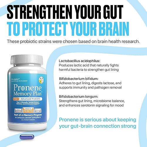 Miniatura 7 de Pronene Memory Plan Probiótico avanzado Lactobacillus acidophilus, Bifidobacterium bifidum, Bifidobacterium longum Apoya la inmunidad, microbioma,