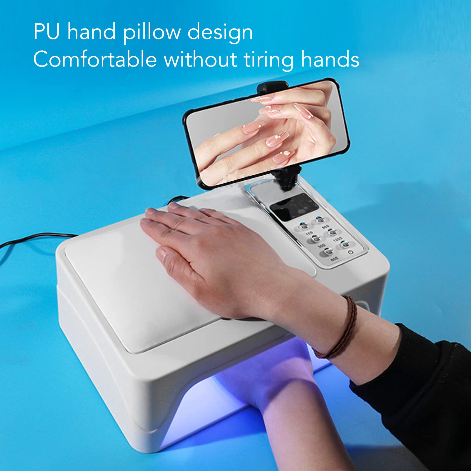 Lampa UV LED do Paznokci, Suszarka do Paznokci UV z Uchwytem na Telefon, Profesjonalna Lampa Utwardzająca do Paznokci 96 W, Przenośna Suszarka do Utwardzania Paznokci LED,