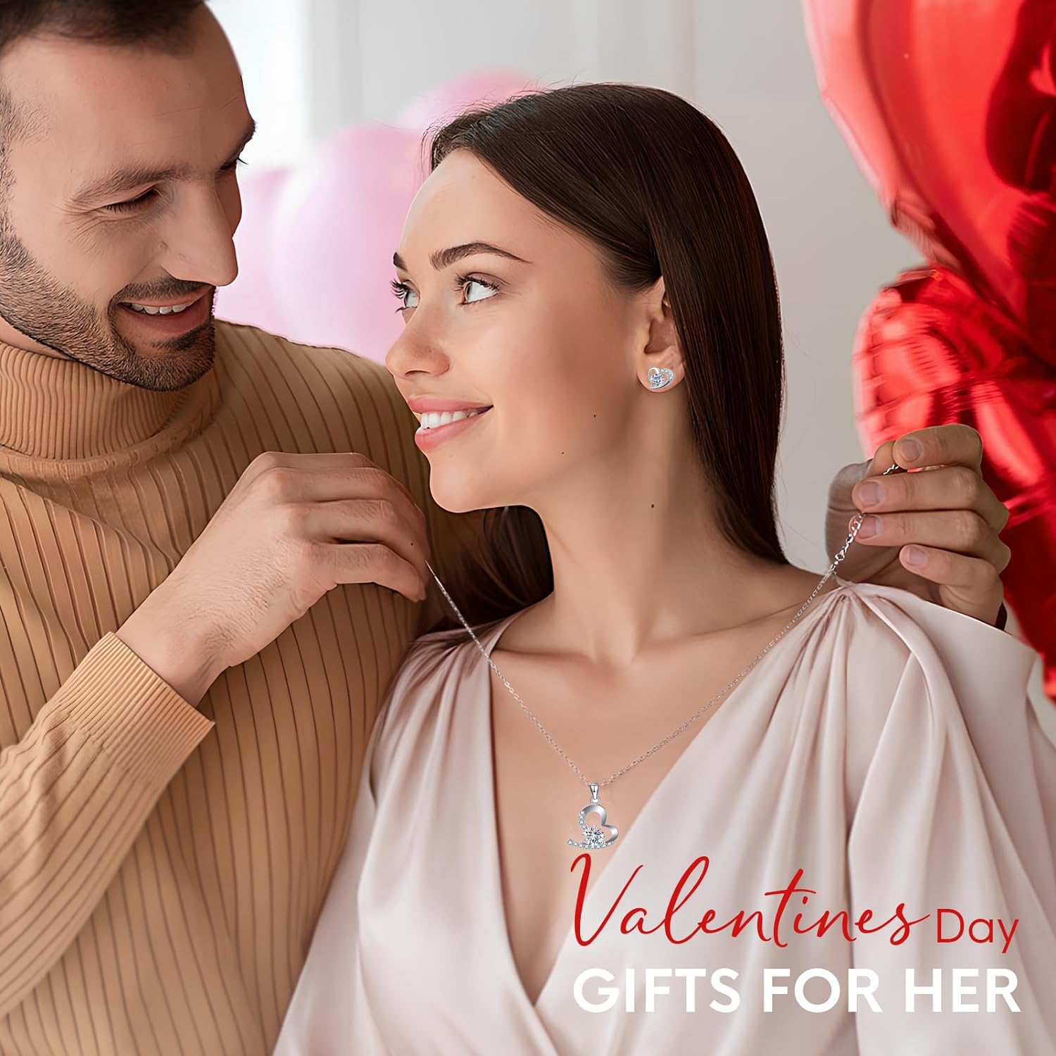 Regali per le donne, Eterna Vera Rosa con Cuore Collana e Orecchini in Argento Sterling 925, Infinity Rose Gift Box per San Valentino, Festa della Mamma, Natale