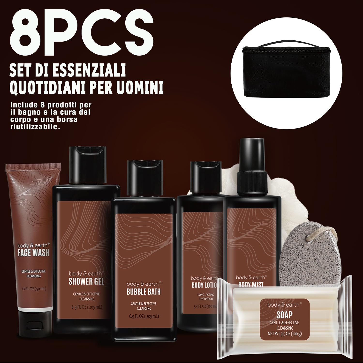 Bath and Body Gift Baskets for Men Body & Earth Sandalwood Mens Bath Set including Body Lotion, Face Wash, Shower Gel - Image 2