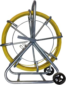 Electriduct 1/4 "x 500FT Duct Rodder 6MM Fiberglass Cable Pulling Rod Fish Tape Wire Puller with Cage and Wheels