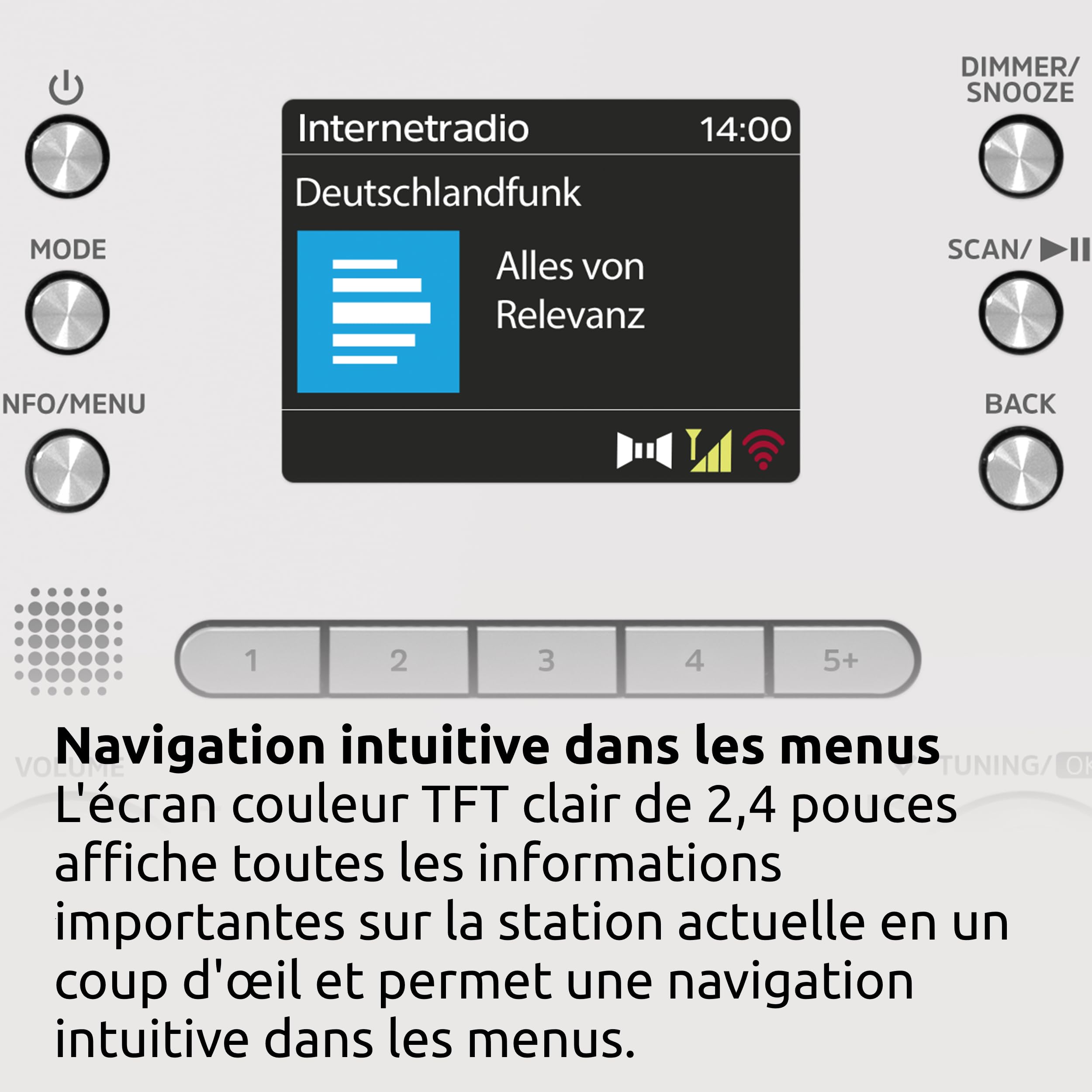 TechniSat DIGITRADIO 550 IR - Radio Internet stéréo, Dab+, FM, Wi-FI | Bluetooth, contrôle par Application, réveil, Blanc