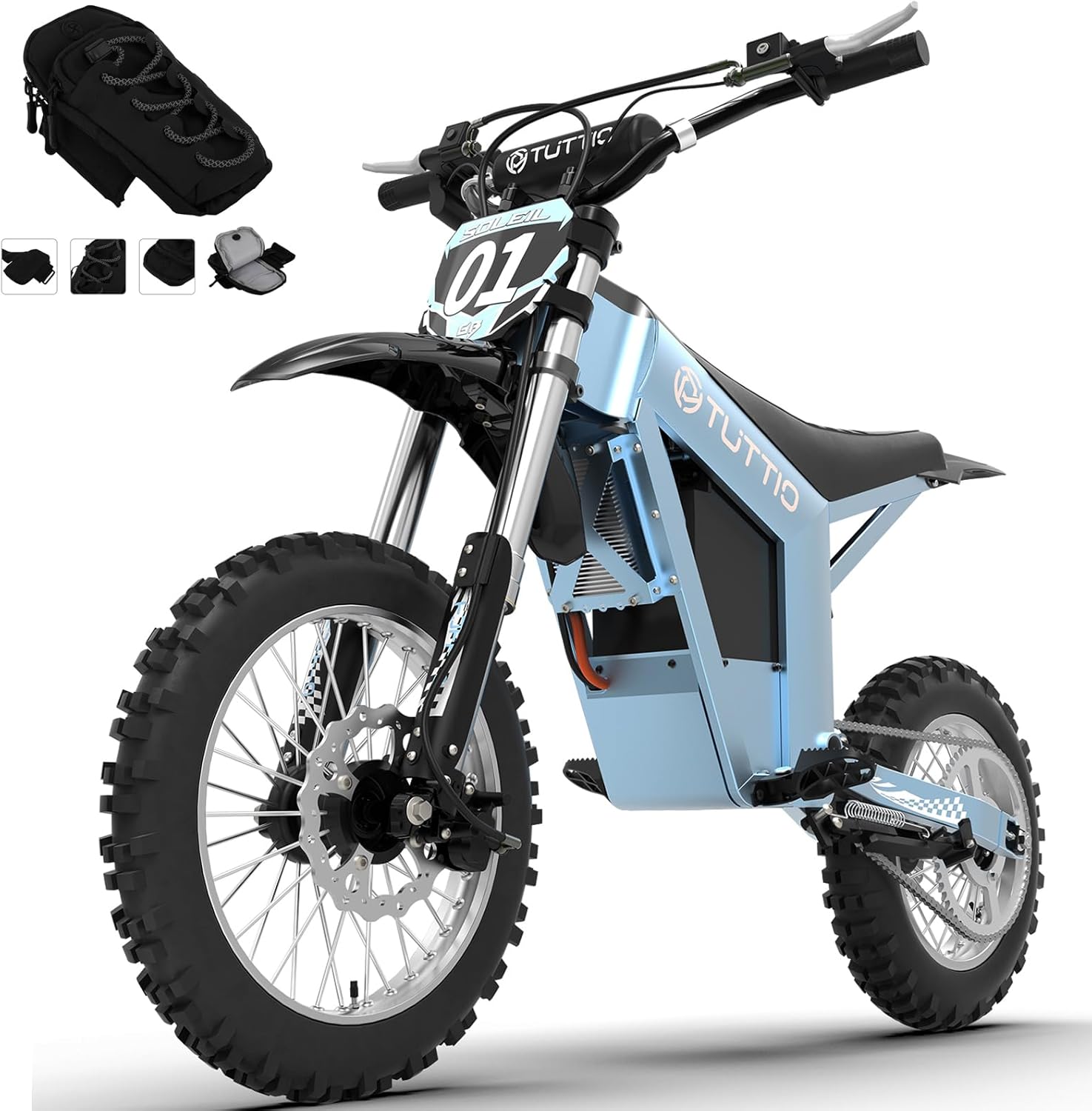 Tuttio Soleil01-BF Electric Dirt Bike, 2000W 37MPH Ebike 14"/12" Off-Road Dirt Bike, 1008WH 18-43miles Long Range Ebikes, 3-Speed Modes Electric Motorcycle for Adults Teens