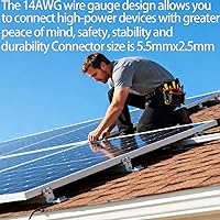 Vista 6 de Cable de extensión de alimentación CC de 1.6 pies de 0.217 in x 0.098 in, conector 5525 de 14 AWG macho a hembra, cable de conexión para tiras
