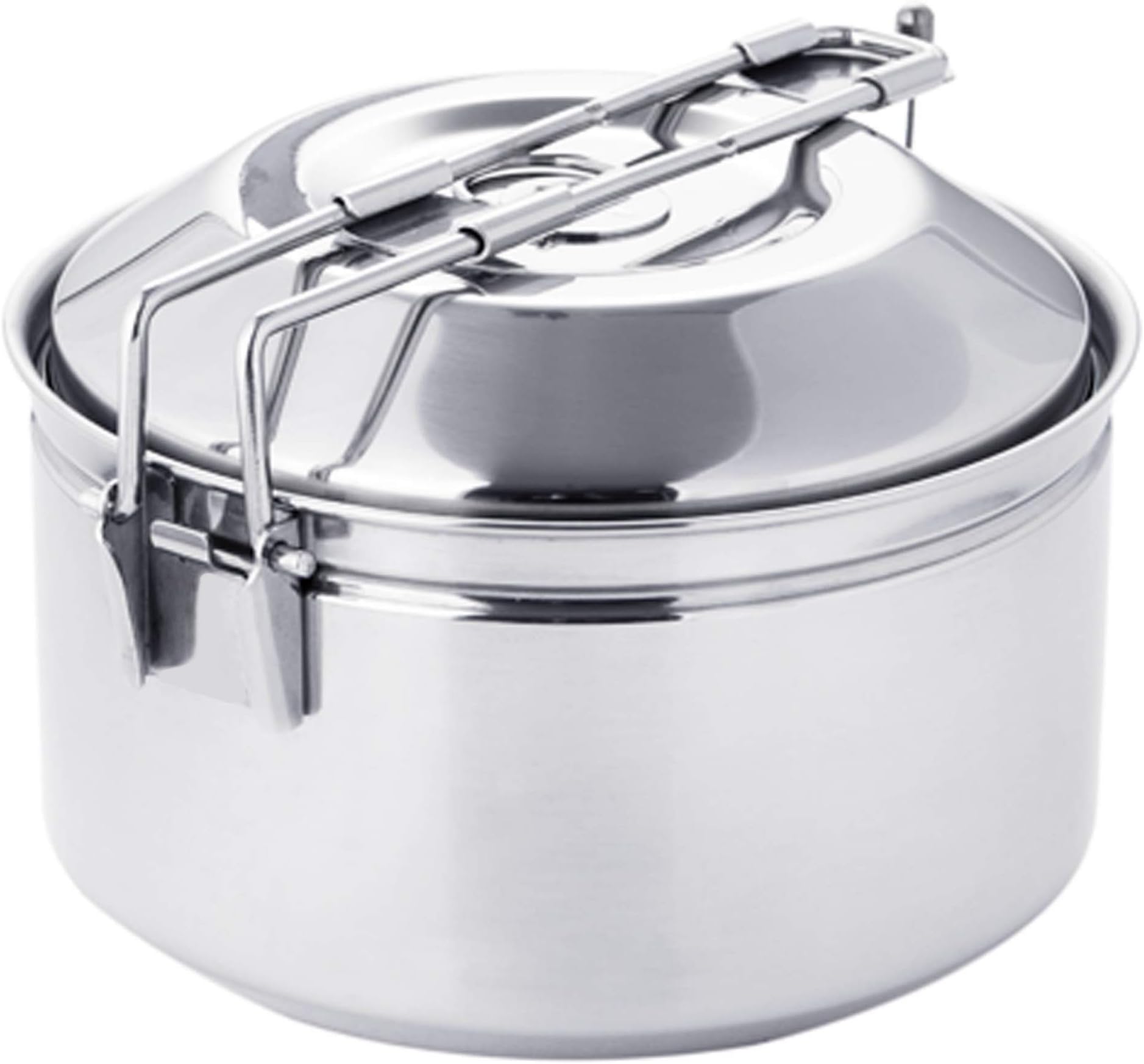 Antarcti 1.0 Liter Stainless Steel Camping Bowls with Locking Lid, Camping Cook Pot Folding Handle