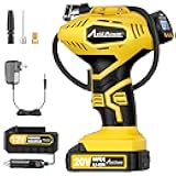 AVID POWER Cordless Tire Inflator Portable Air Compressor, 20V Rechargeable Battery Powered Car Tire Pump w/ 12V DC Adapter, Digital Pressure Gauge, Air Pump for Car, Bike, Motorcycle, Ball