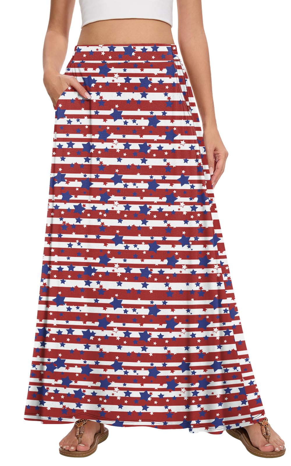 Womens Maxi Skirt Long Flowy Summer A-Line High Waist Skirts