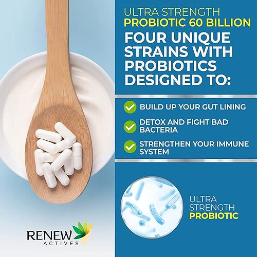 Miniatura 6 de Renew Actives Nuevos probióticos de 60 mil millones de UFC con tecnología MAKTREK Bi-Pass, probióticos hechos para sobrevivir al ácido estomacal con