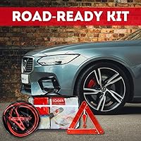 Vista 2 de Roadside Deluxe - Kit de emergencia para automóvil – Esencial completo para coche de invierno Incluye cables de puente, comida y agua