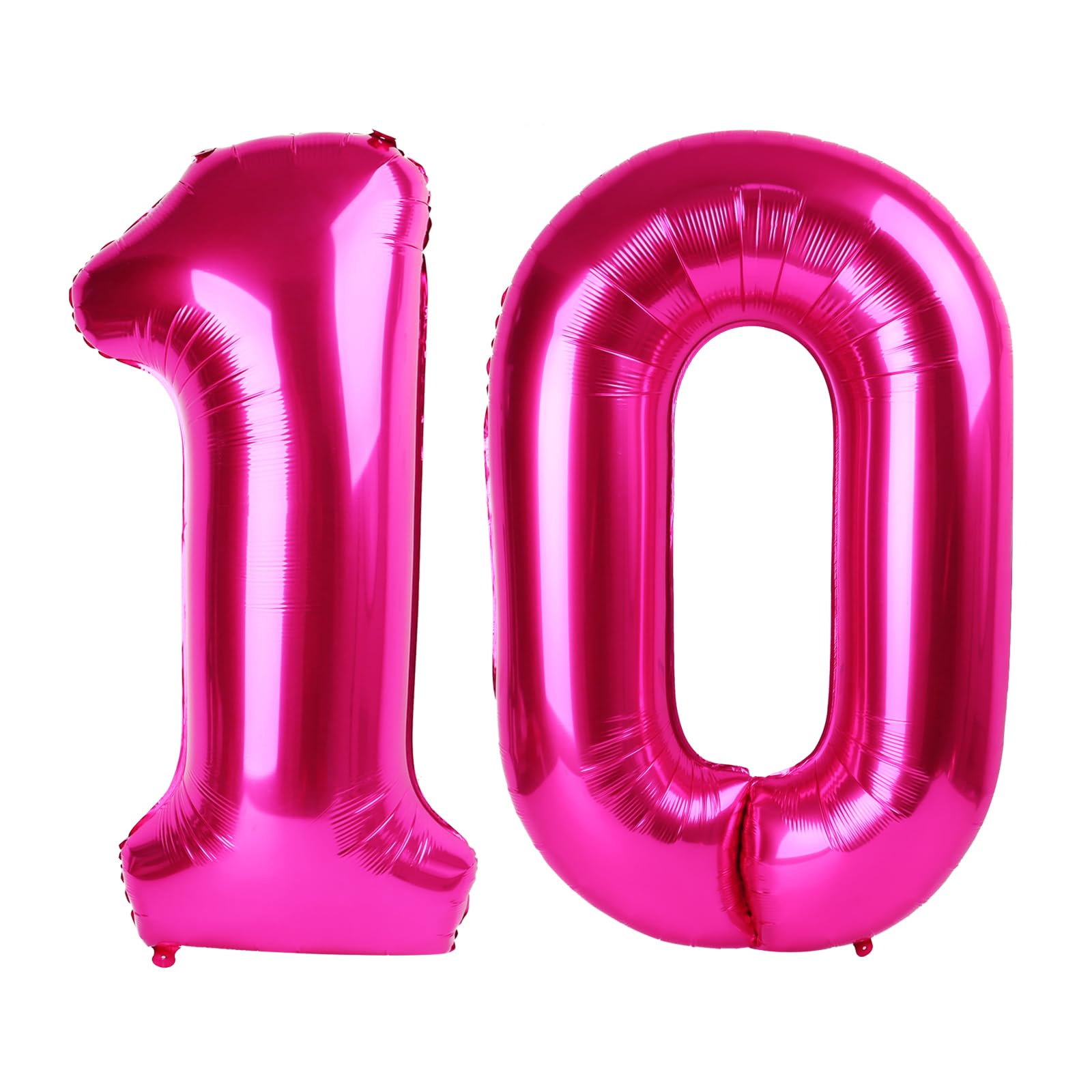 Hot Pink Number 10 Balloons 40 inch, 10 Number Balloons, 10th Birthday Decorations for Girls 10 Year Old Hot Pink Party Supplies