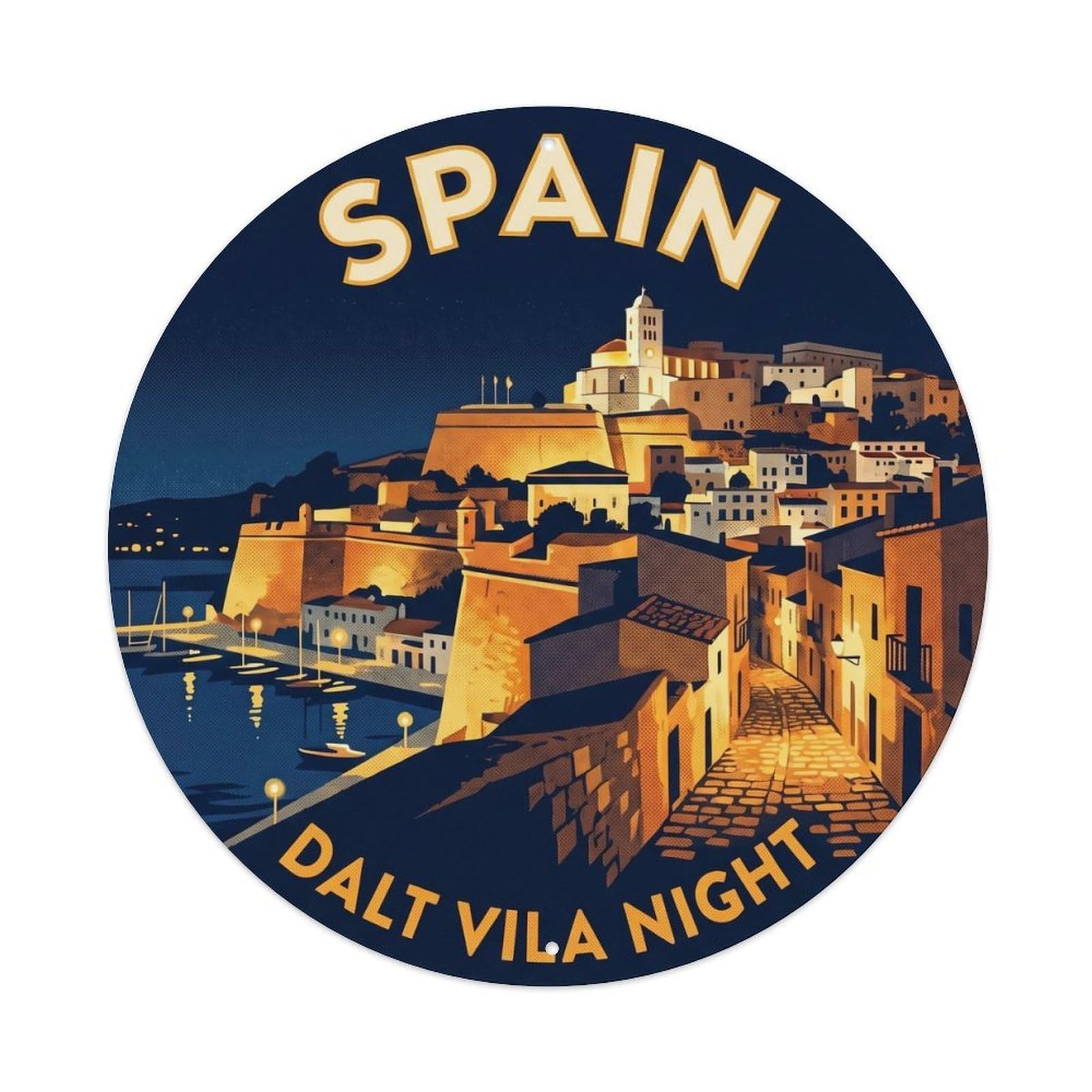 Ibiza Dalt Vila Night Spain Cultural Travel Metal Tin Sign
