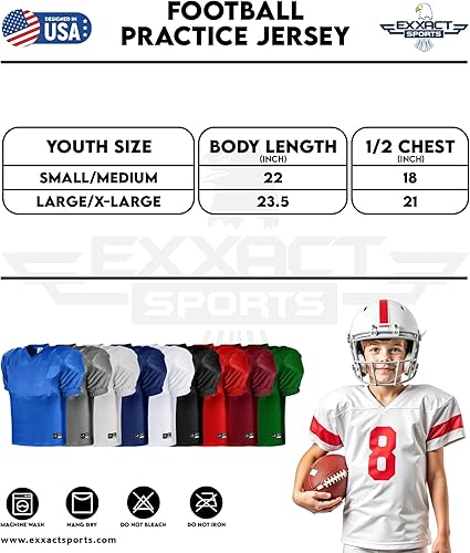 Miniatura 6 de Exxact Sports Camiseta de práctica de fútbol para niños, estilo profesional, ligera y transpirable, de malla, para niños