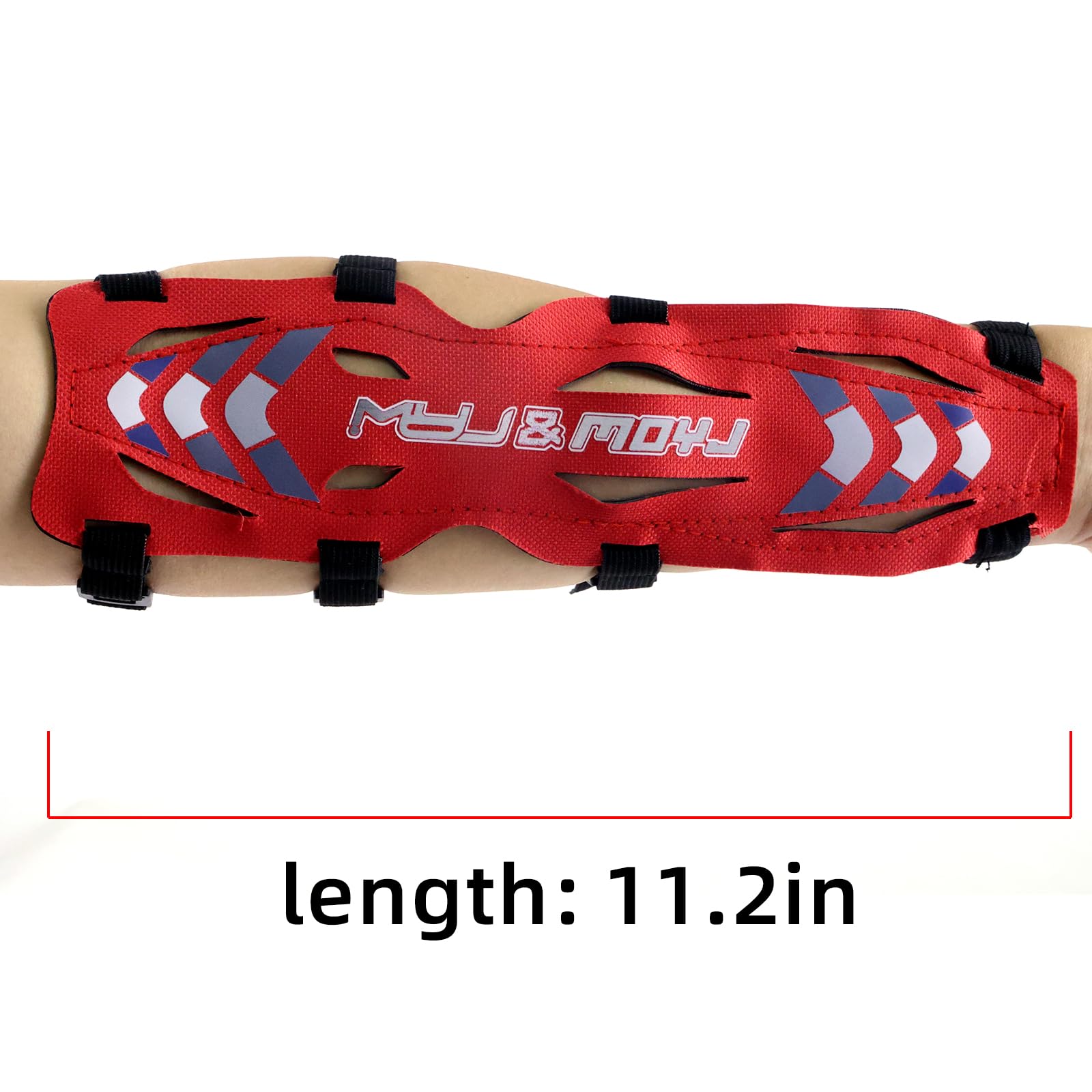Moyujian 11.2in Long/6.7in Short Armguard Professional Competition Archery Bow Range with 4-Strap/2-Strap Buckles Shooting Practice Guard Nylon Carbon Forearm Protector Arm Guard (Long)