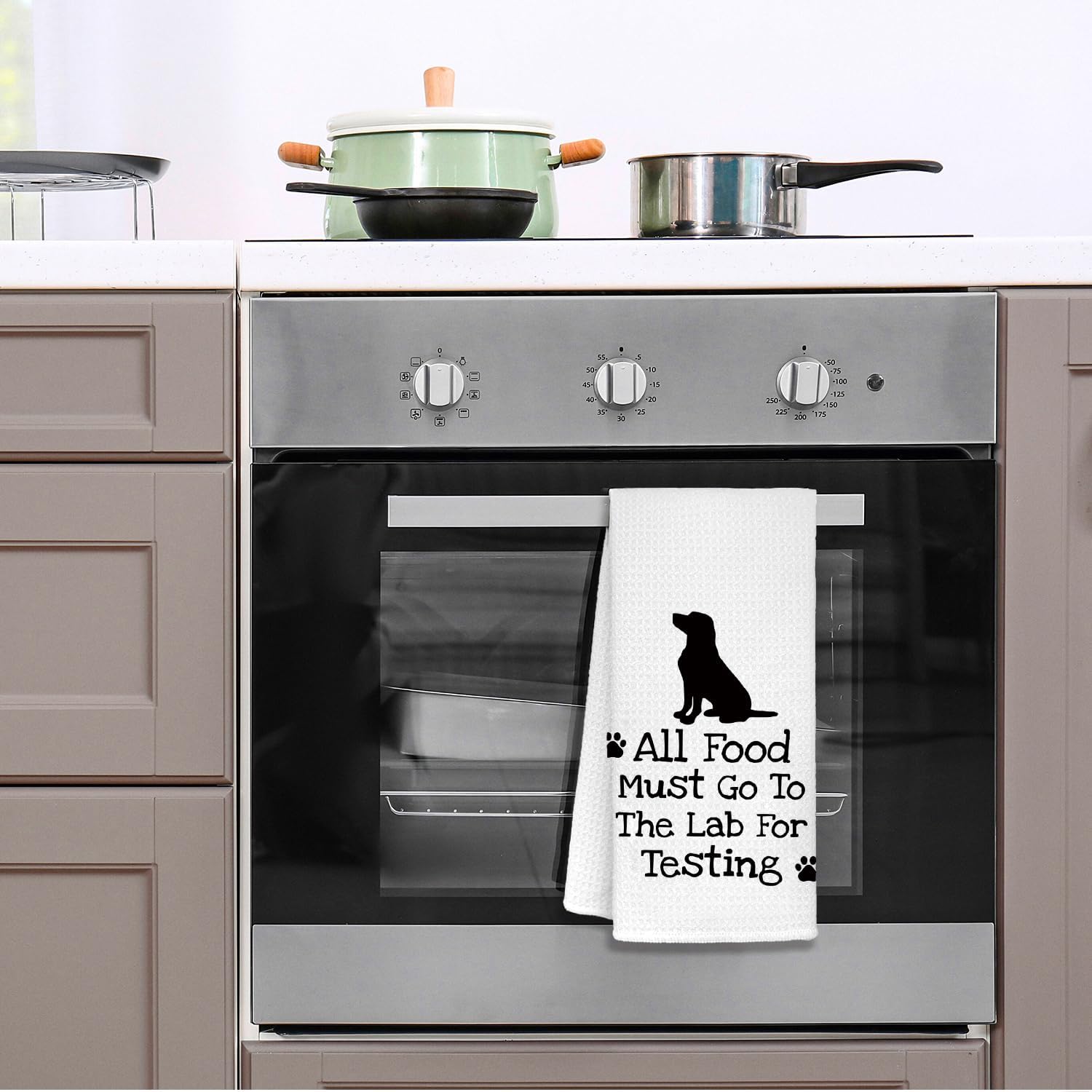 Funny Gifts Black Lab Dog Kitchen Towels, Black Labrador Retriever Gifts Dish Tea Towels for Kitchen, Funny All Food Must Go to Lab for Testing Decorative Hand Towels, 16x24 Inch - Image 3
