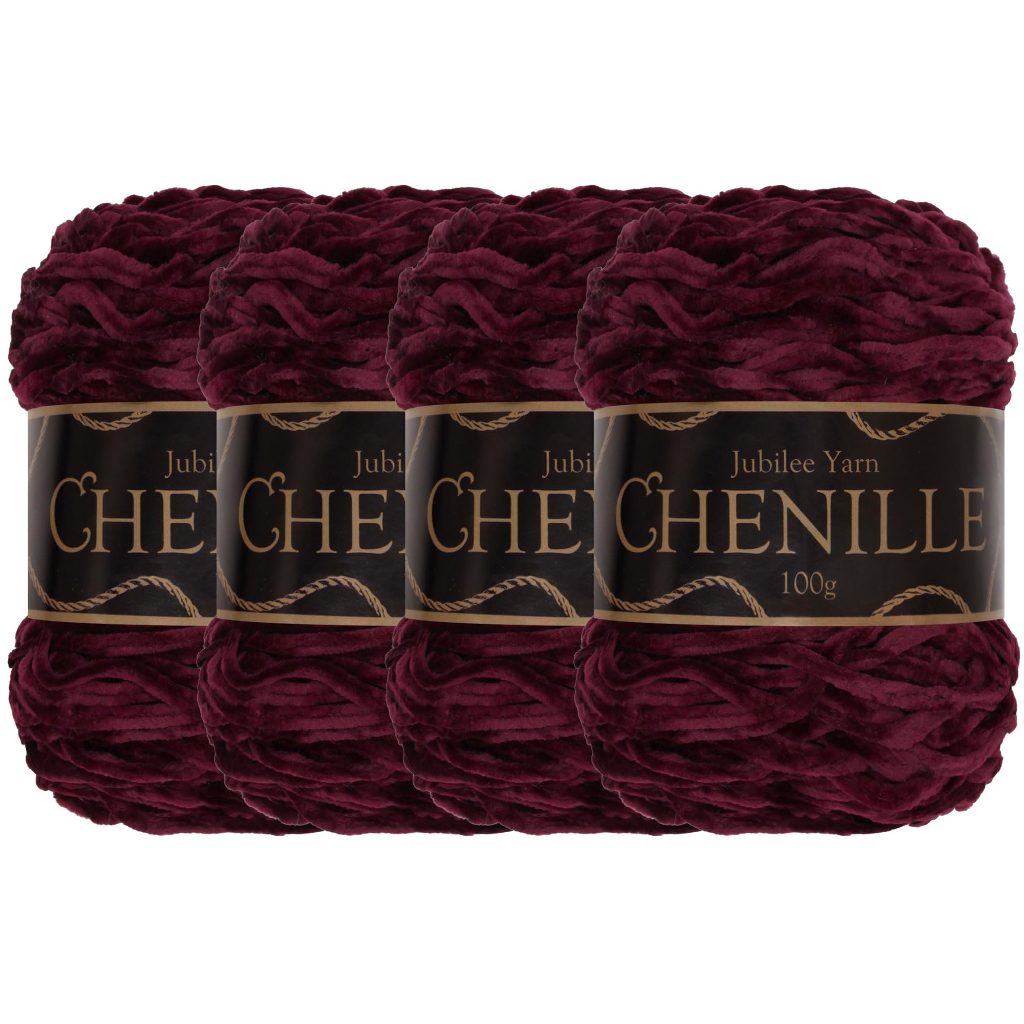 JubileeYarn Chenille Yarn - Worsted Weight - 100g/cake - Boysenberry - 4 Cakes, 023 Boysenberry