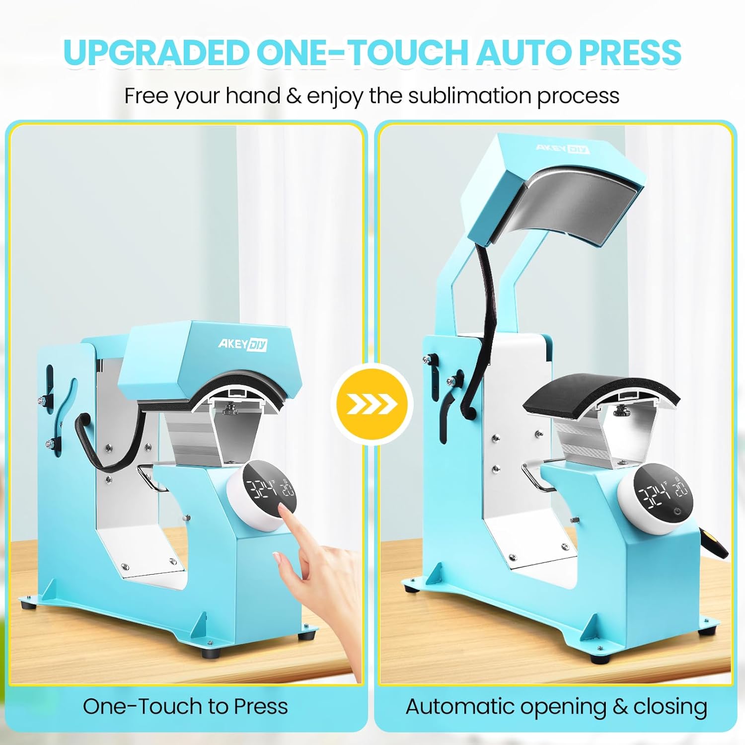 AKEYDIY Auto Hat Press Machine,Heat Press Machine with Precise Temp&Timer Control, Multisize Transfer Sublimation Combo Suitable for DTF Film/Sublimation/Embroidery (Color 01)