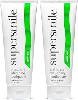Supersmile Wild Mint whitening toothpaste with fluoride – professional formula for brighter teeth – Whitens Up to 6 Shades, 8 oz, 2 Pack