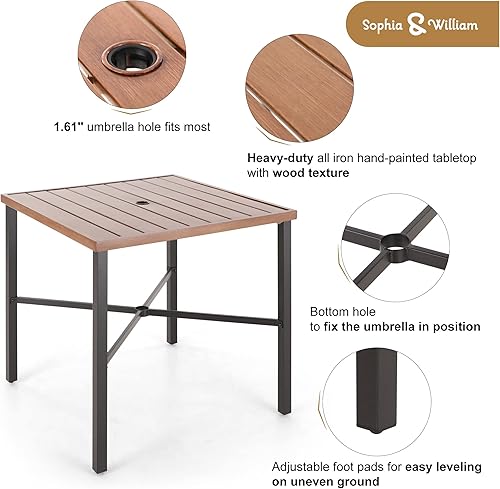 Miniatura 3 de Sophia &amp; William Juego de bar para patio al aire libre, 5 piezas, mesa de comedor alta y sillas, juego de muebles, 4 taburetes de bar giratorios con